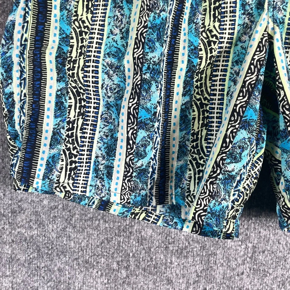 VTG Speedo Swim Trunks Mens Large Blue Geometric‎ Spell Out 90s Surf Beach Retro